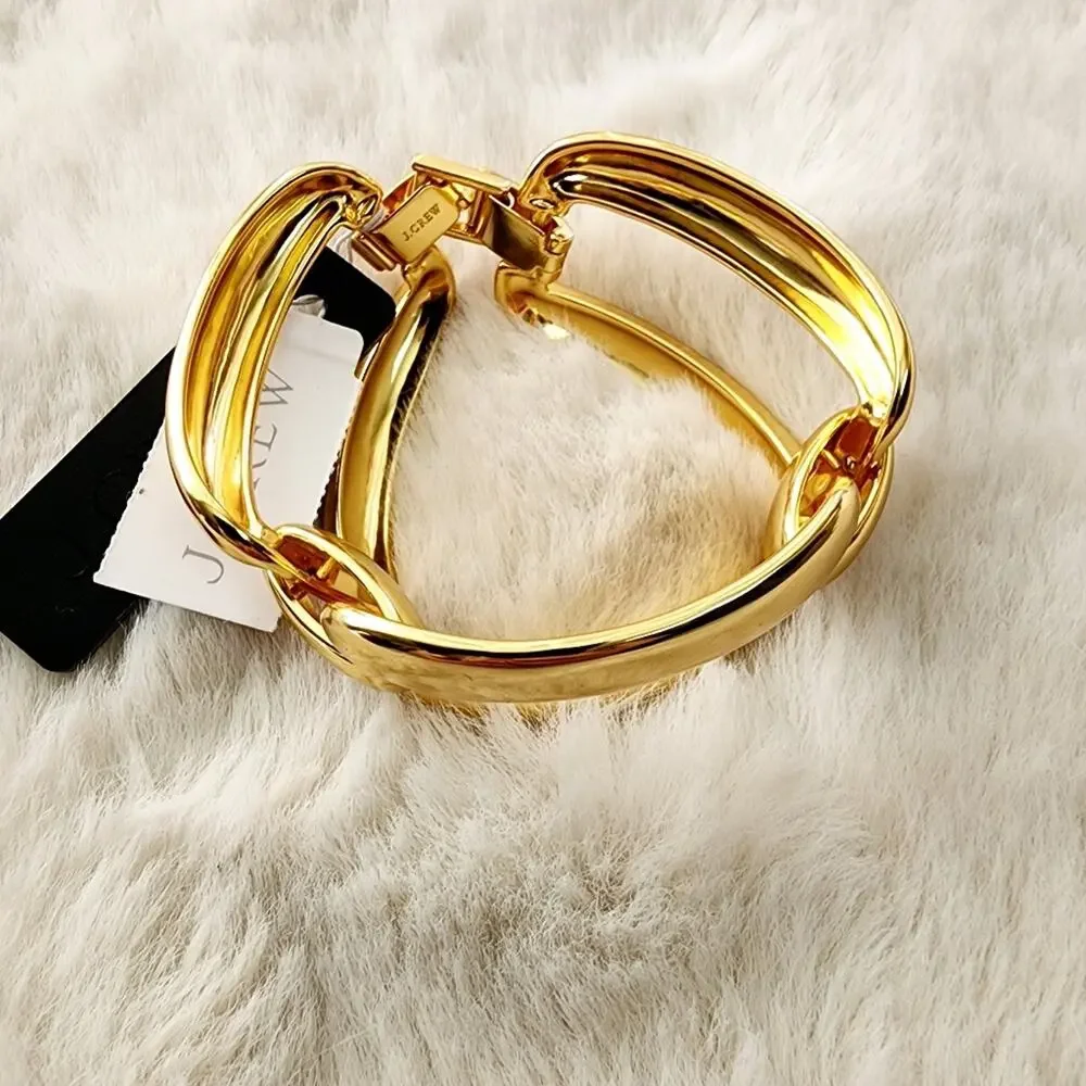 J.Crew Valerie Gold Oversized Rectangle Chunky Link Chain Bracelet NWT CA178